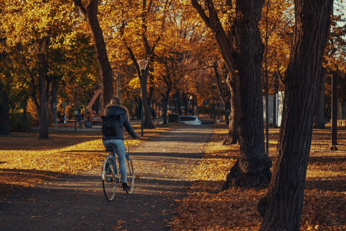 woman biking