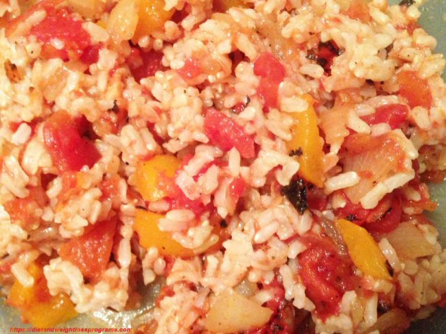 Spanish Rice with peppers, onions and tomatoes